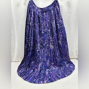 Vintage 80’s Da Rue of California Purple Paisley Pleated Midi Skirt Size M